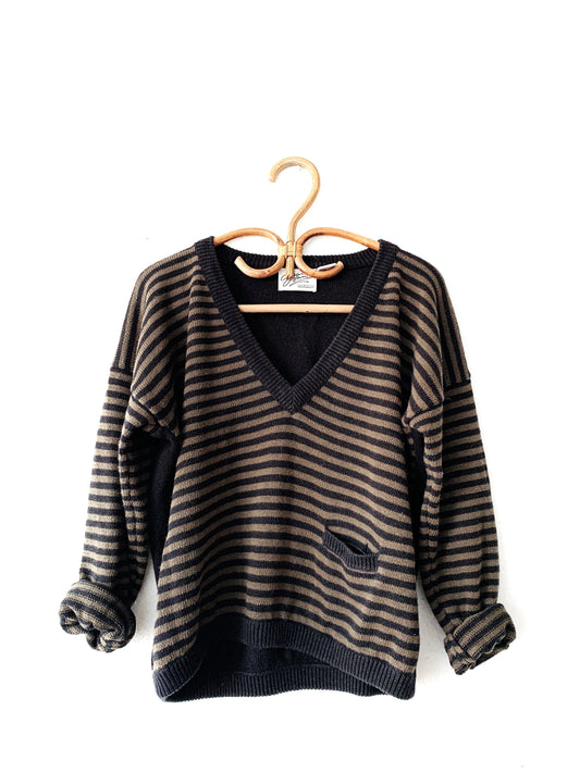 Vintage Cotton Deep V Neck Sweater