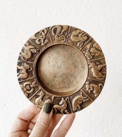 Vintage Brass Chinese Zodiac Dish