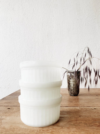 Mid Century Fire King Milk Glass Ramekin/Custard Trio