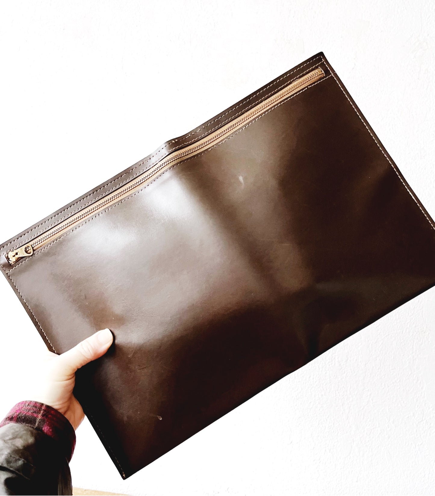Vintage Faux Leather Zip Pouch