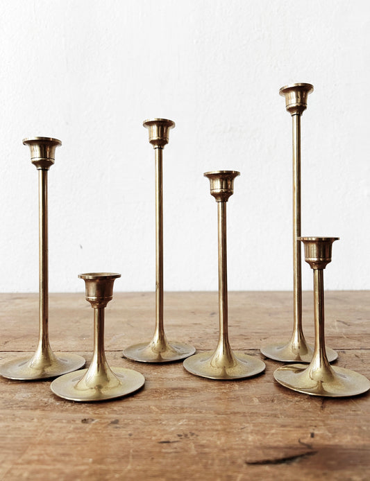 Vintage Set of Six brass Candle Holders