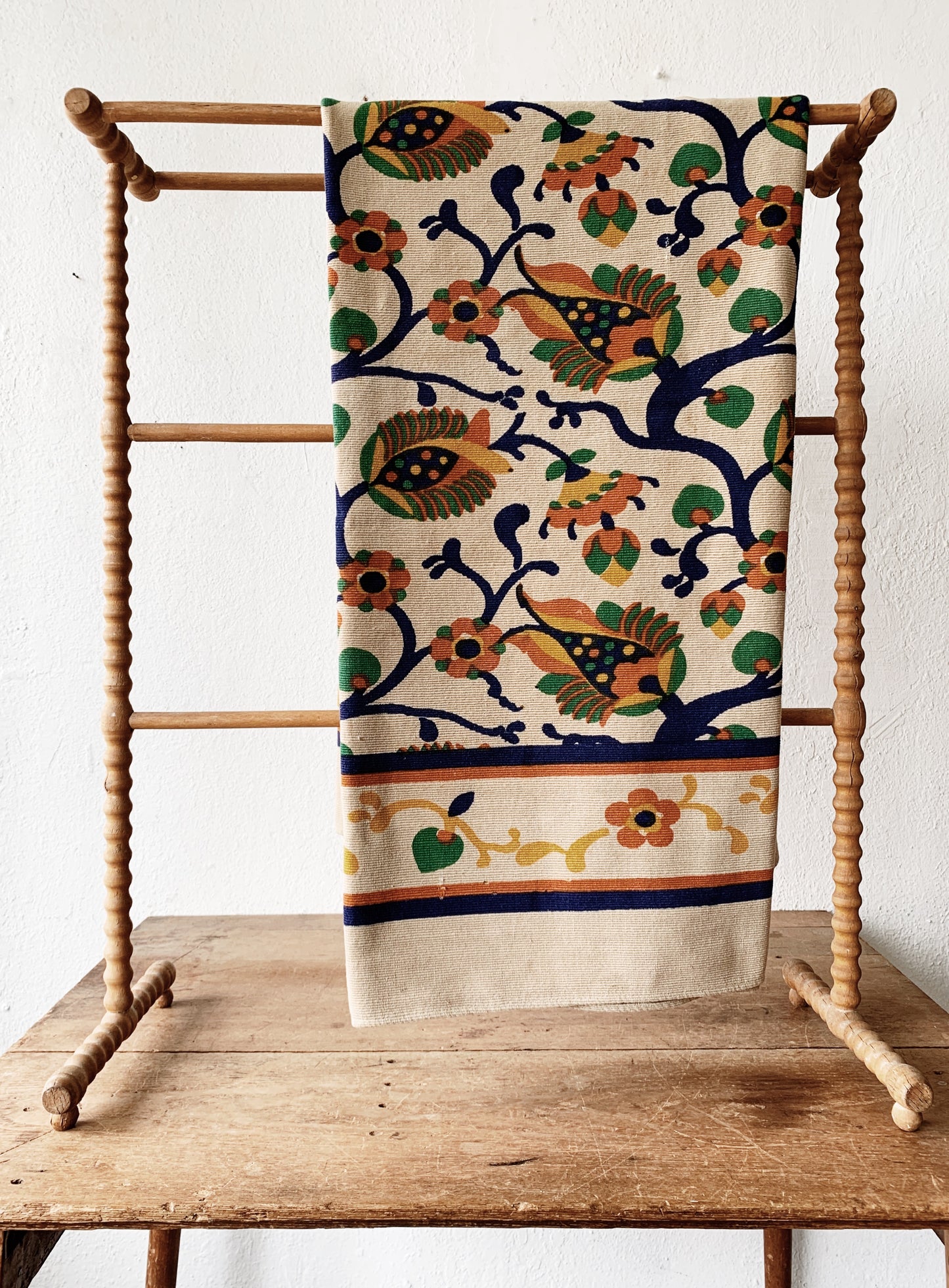 Vintage Natural Wood Spindle Textile Rack