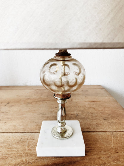 Vintage Glass and Marble Lamp with Shade