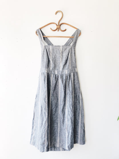 Cotton Striped Pinafore Dress