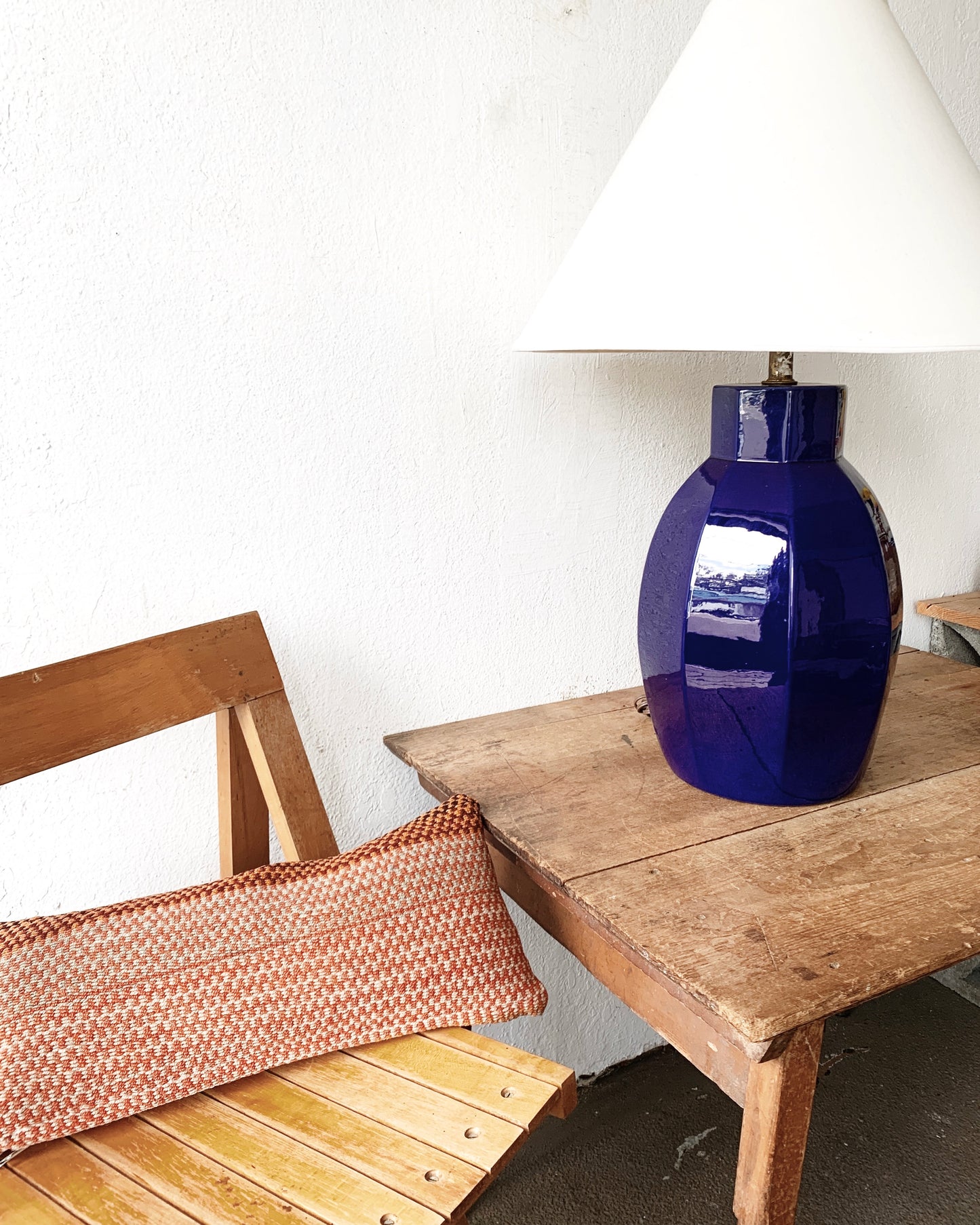 Vintage Cobalt Blue Ceramic lamp with Shade