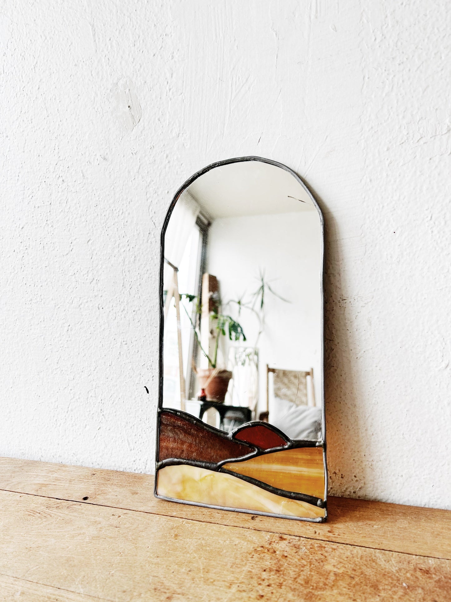 Vintage Stained Glass Mirror