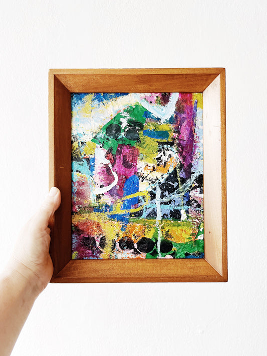 Framed Abstract Mixed Media Painting