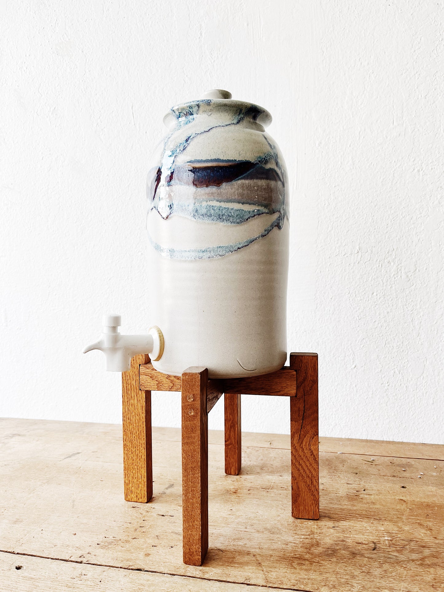 Vintage Ceramic Water Cooler and Stand