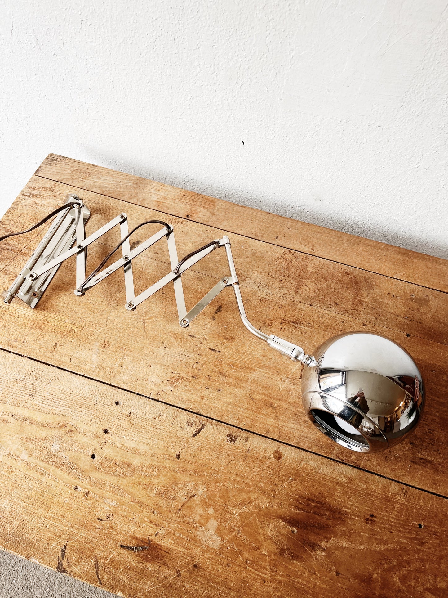 Mid Century Chrome Accordion Lamp