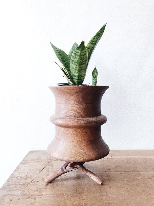 Turned Wood Planter and Stand