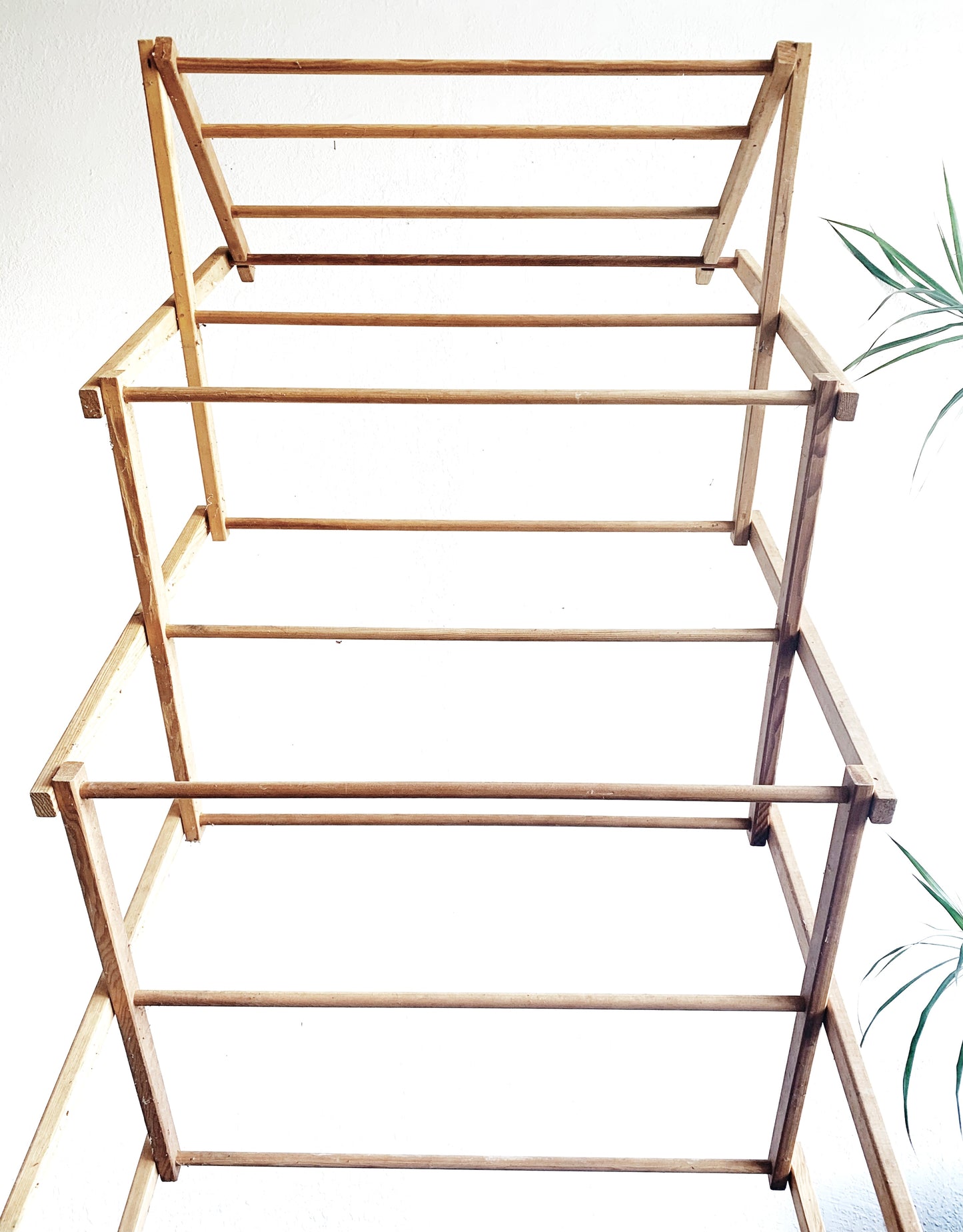 Tall Vintage Collapsible Wood Drying Ravk