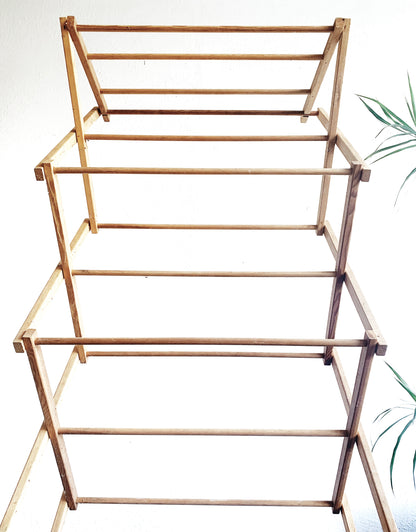 Tall Vintage Collapsible Wood Drying Ravk