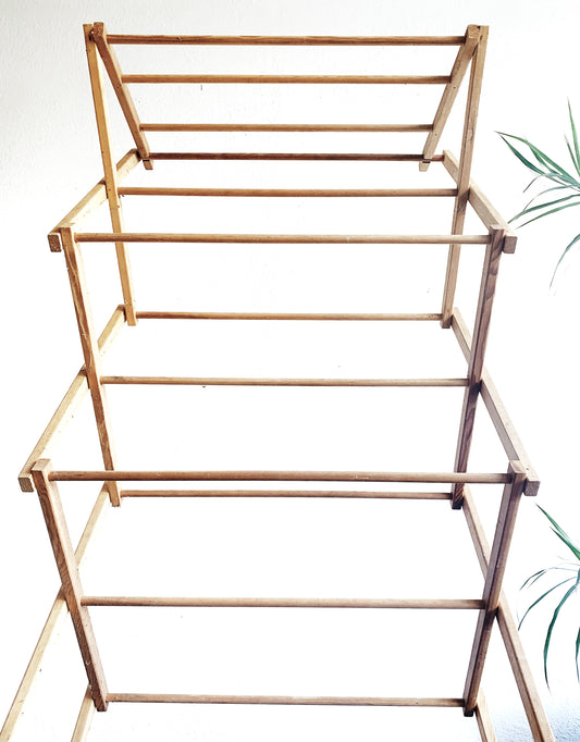 Tall Vintage Collapsible Wood Drying Ravk