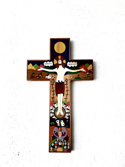 Hand Painted Folk Art Cross
