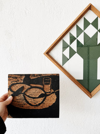 Still Life Printing Block Art Piece