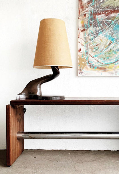 Handmade Burl Lamp with Original Shade