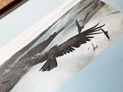 Vintage Framed Paul Carey Bird of Prey Art Print