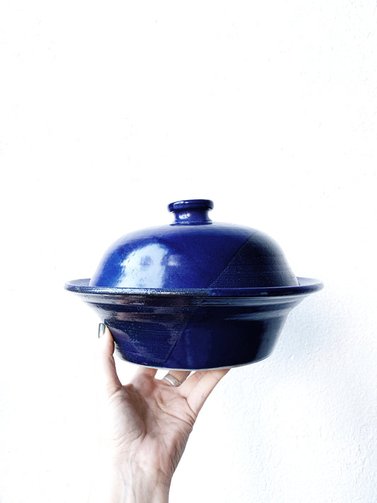 Vintage Handmade Cobalt Blue Server