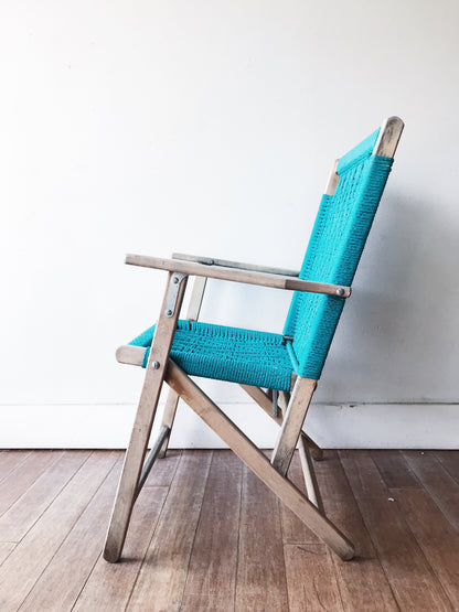 Vintage Woven Macrame Folding Chair