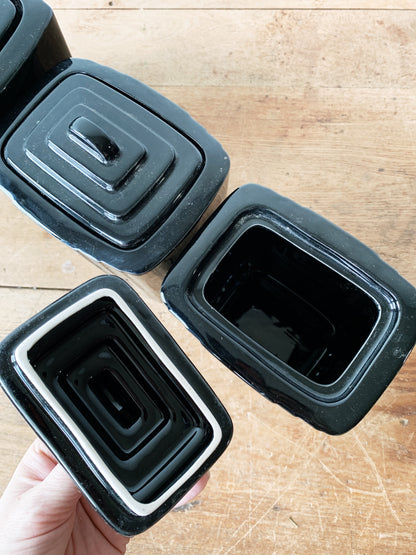 Vintage Black Ceramic Canister Set