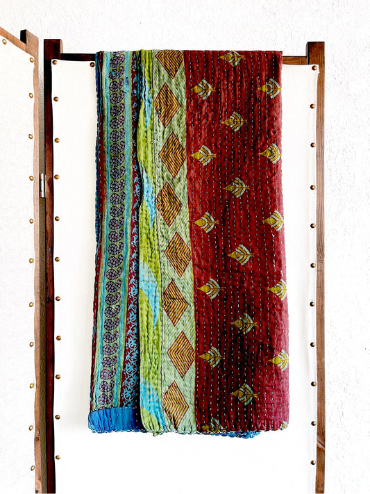 Vintage Reversible Cotton Kantha Quilt