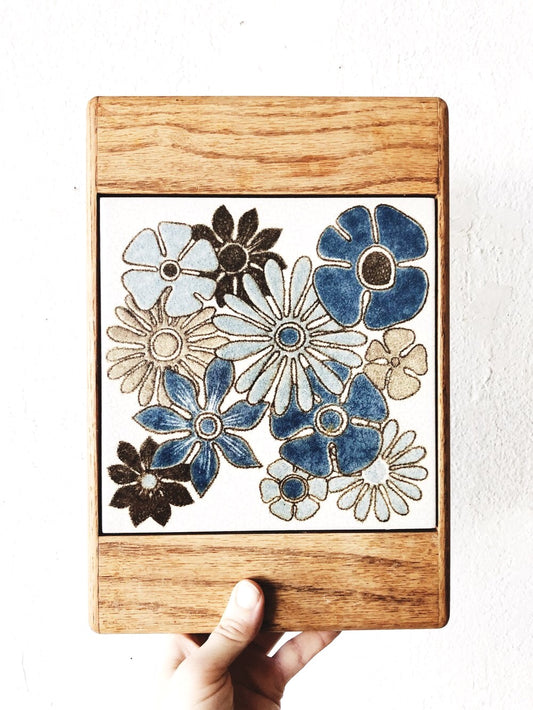 Vintage Tile and Oak Trivet