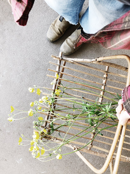 Vintage Bamboo Gathering Basket