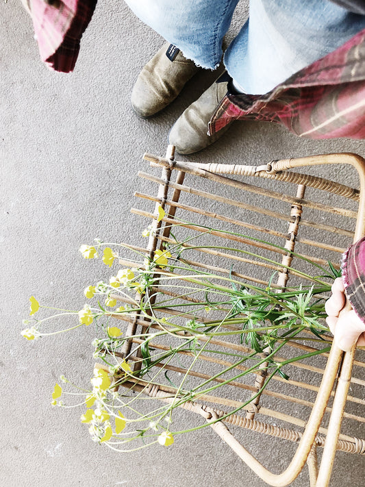 Vintage Bamboo Gathering Basket