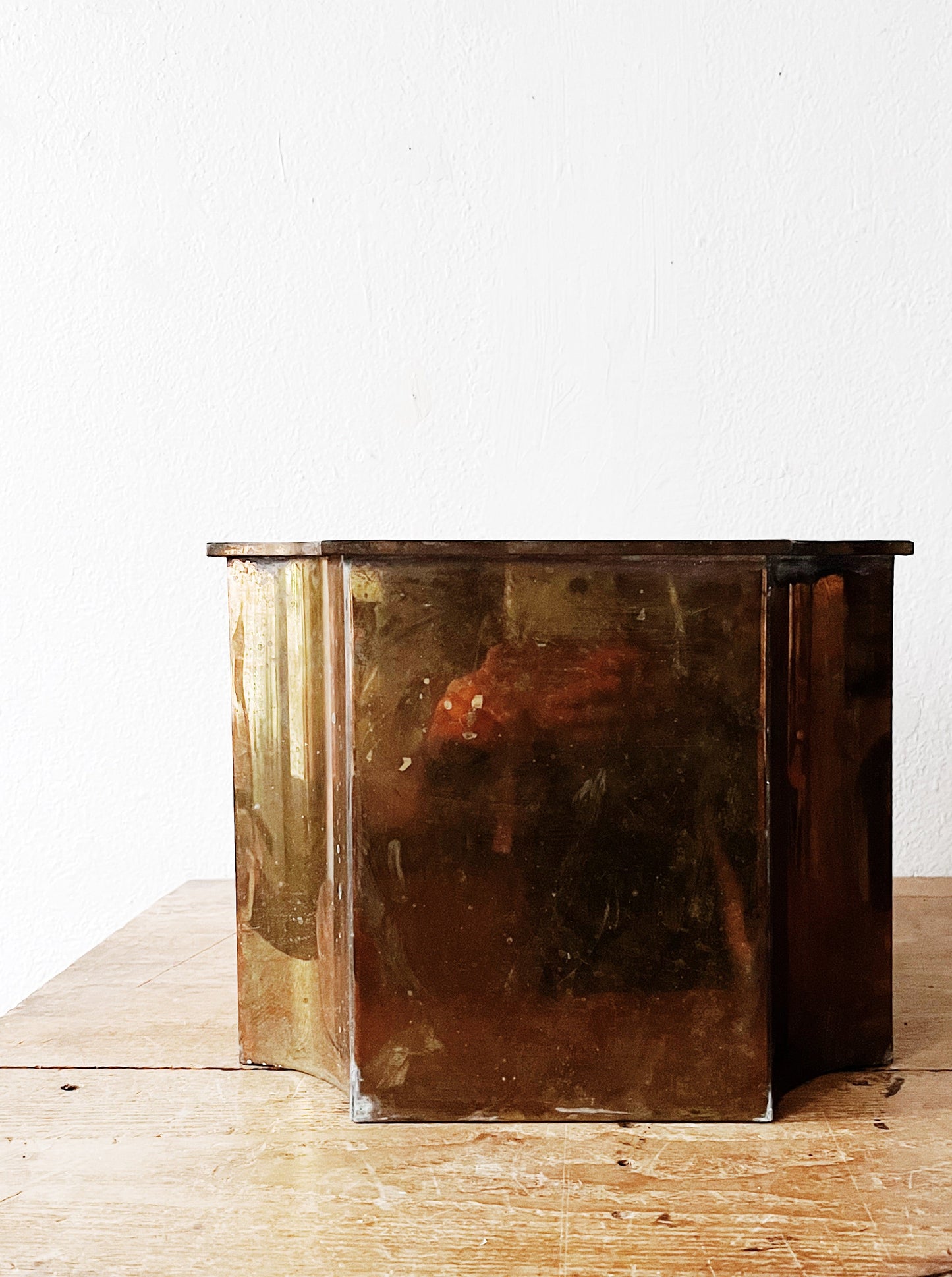 Vintage Aged Brass Cache Pot