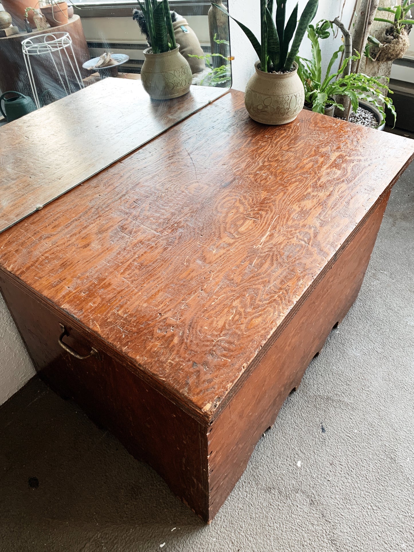 Vintage Handmade Wood Trunk
