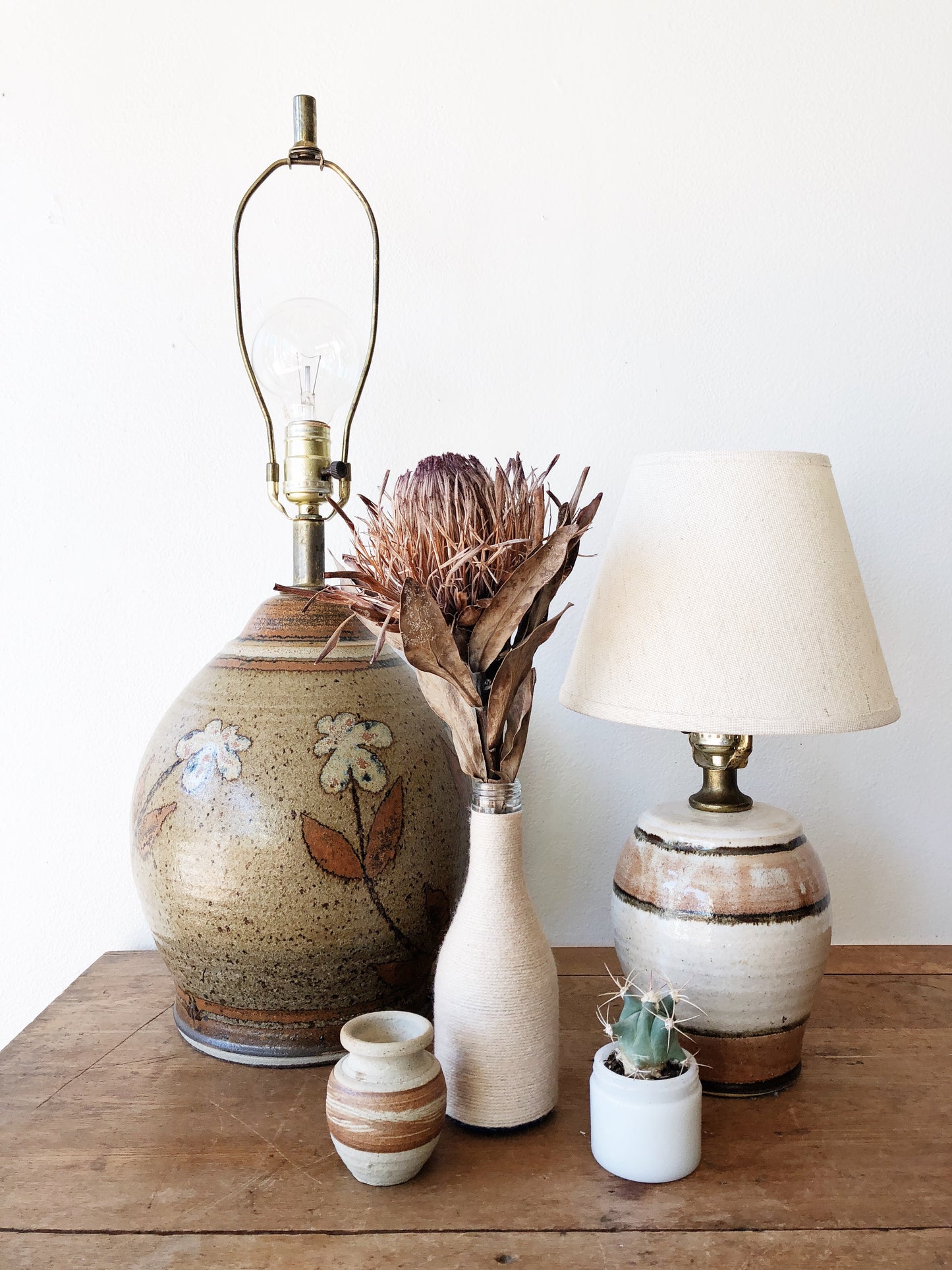 Large Vintage Ceramic Floral Lamp