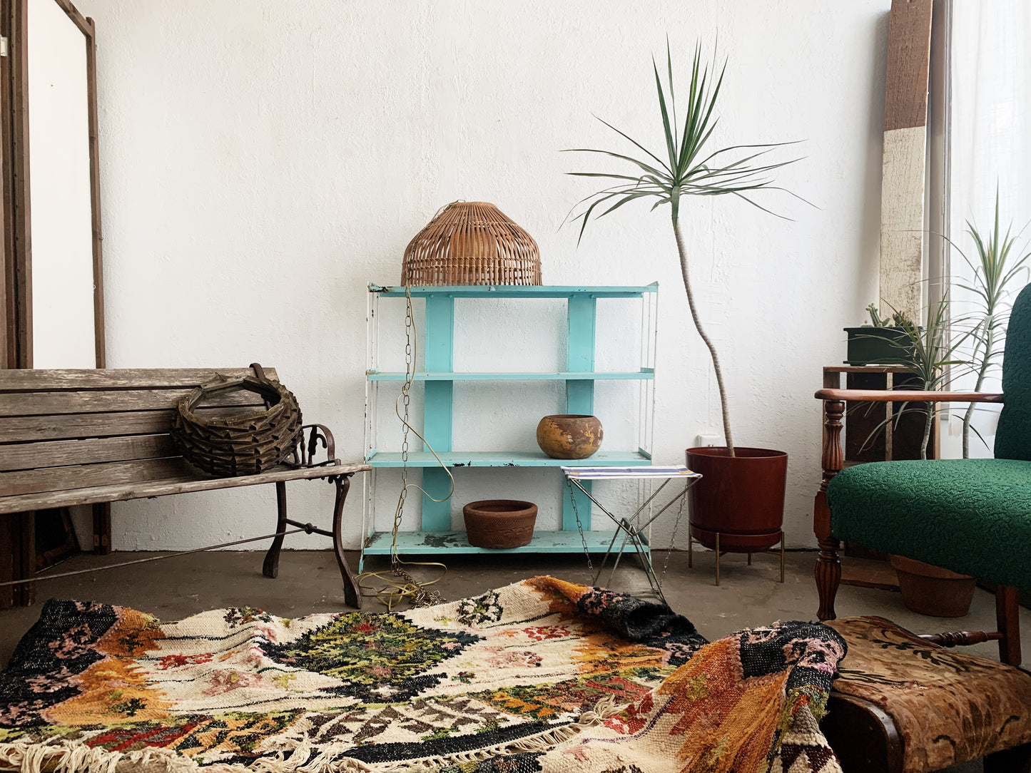 Vintage Turquoise Metal Shelf