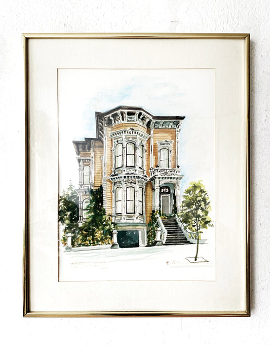 Vintage Watercolor Painting / Eddy St. San Francisco