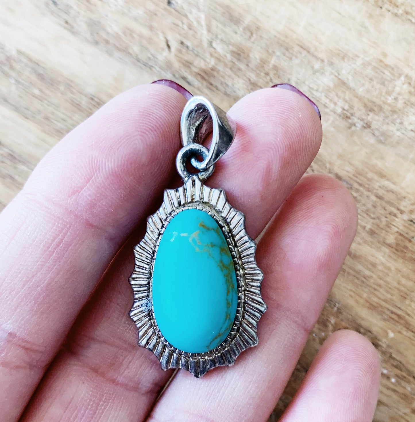 Vintage Turquoise and Sterling Pendant