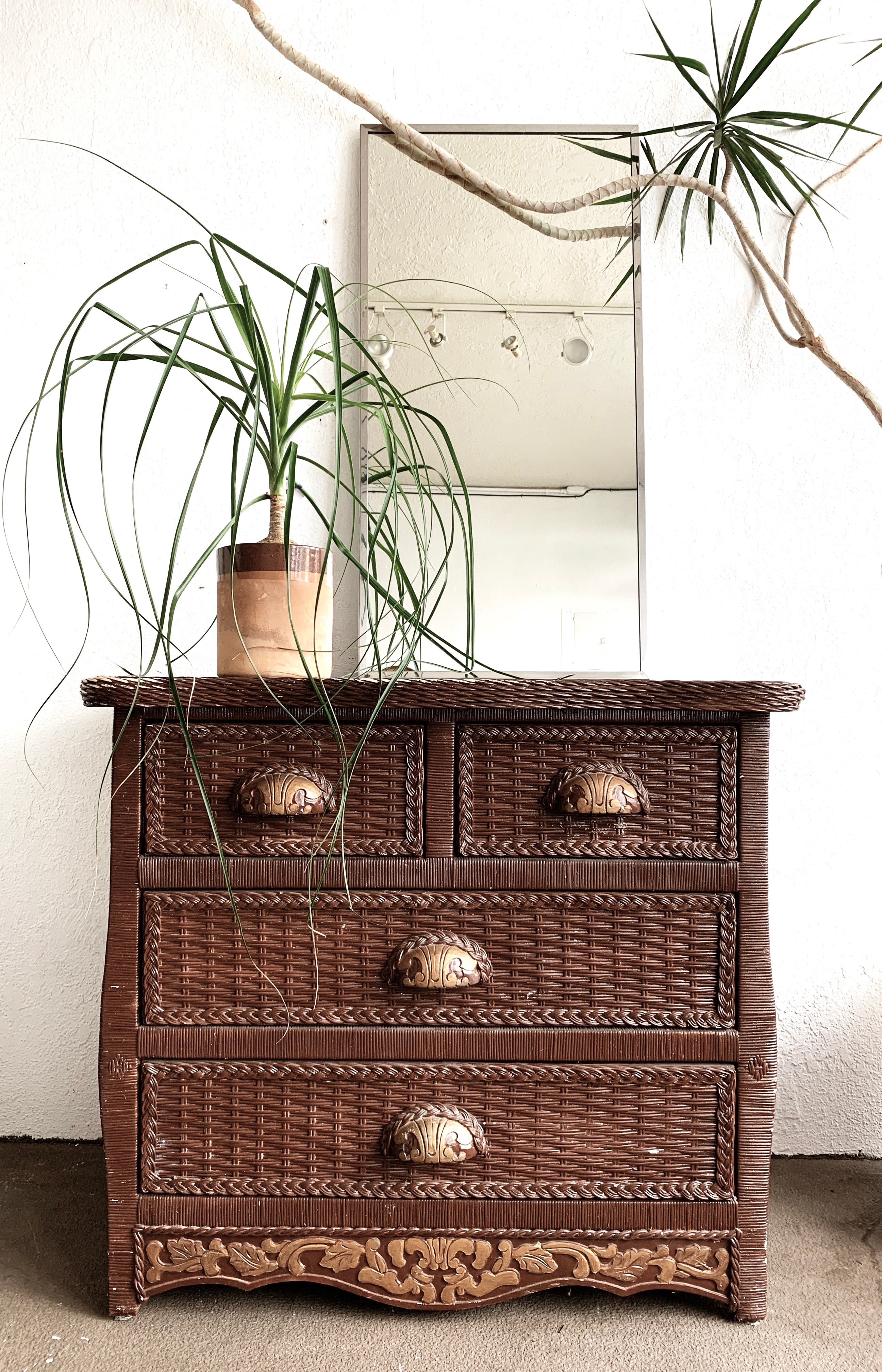 Vintage Wood Framed Chest of Drawers