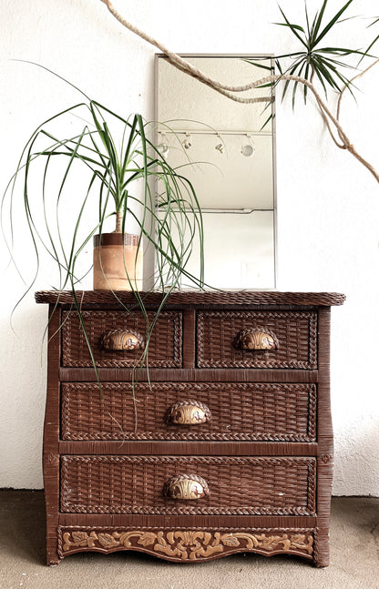 Vintage Wood Framed Chest of Drawers