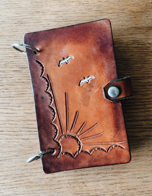 Small Vintage Embossed Leather Binder