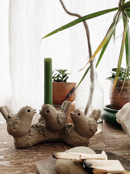 Handmade Clay Bird Candle Holder
