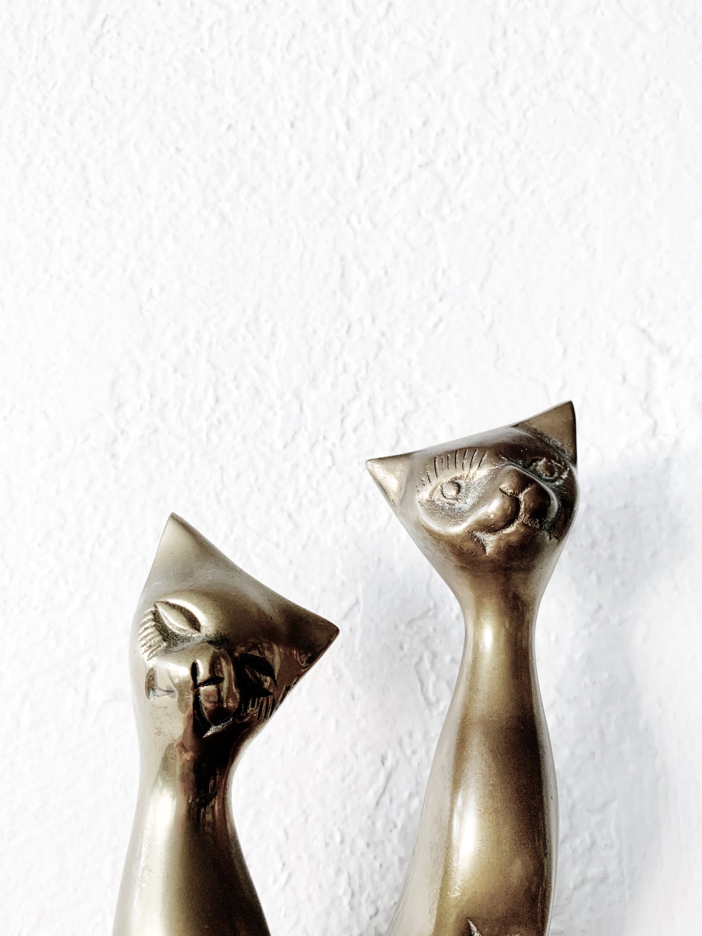 Mid Century Solid Brass Cats