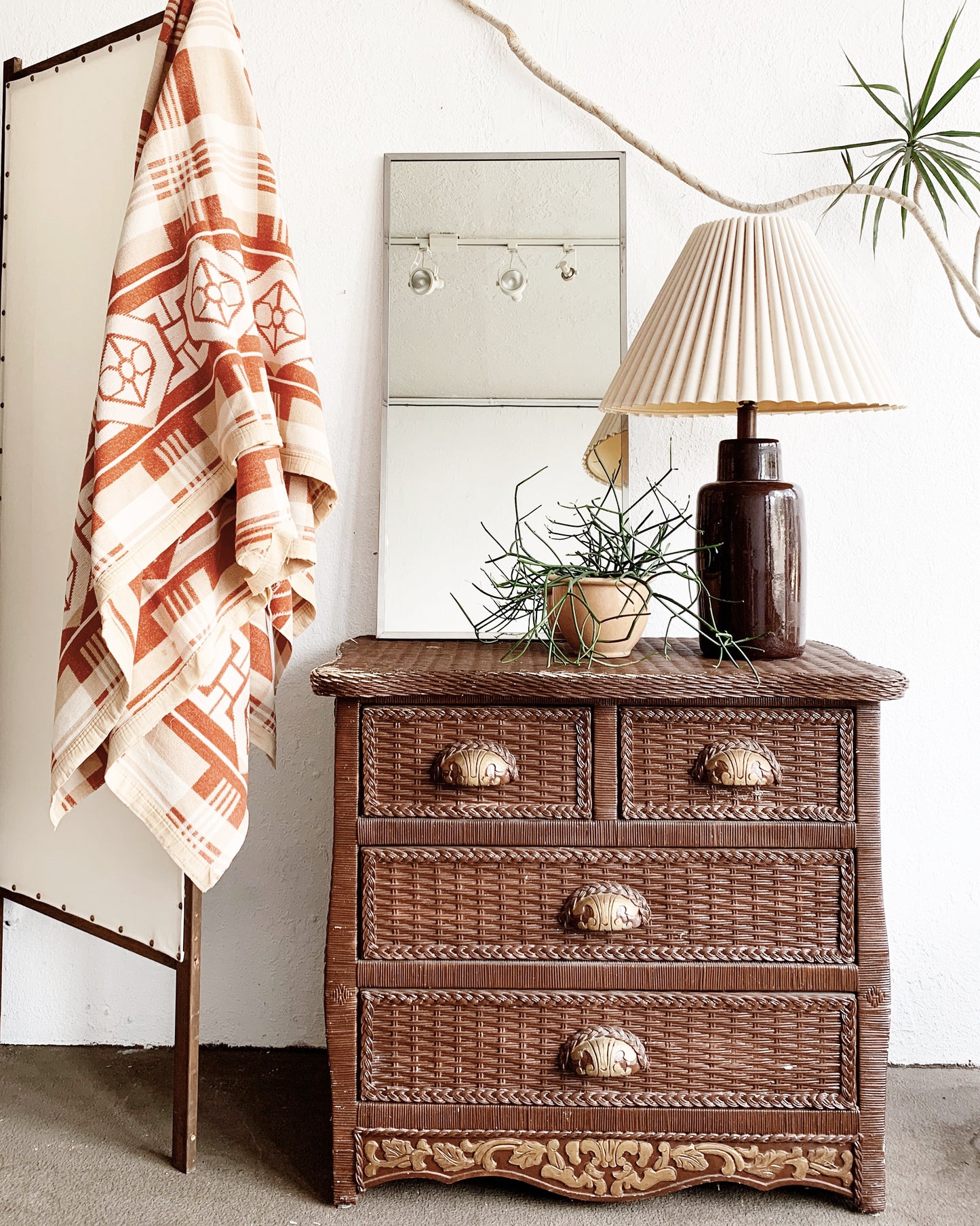 Vintage Wood Framed Chest of Drawers