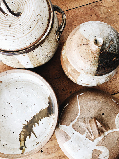 Vintage Lidded Stoneware Crock