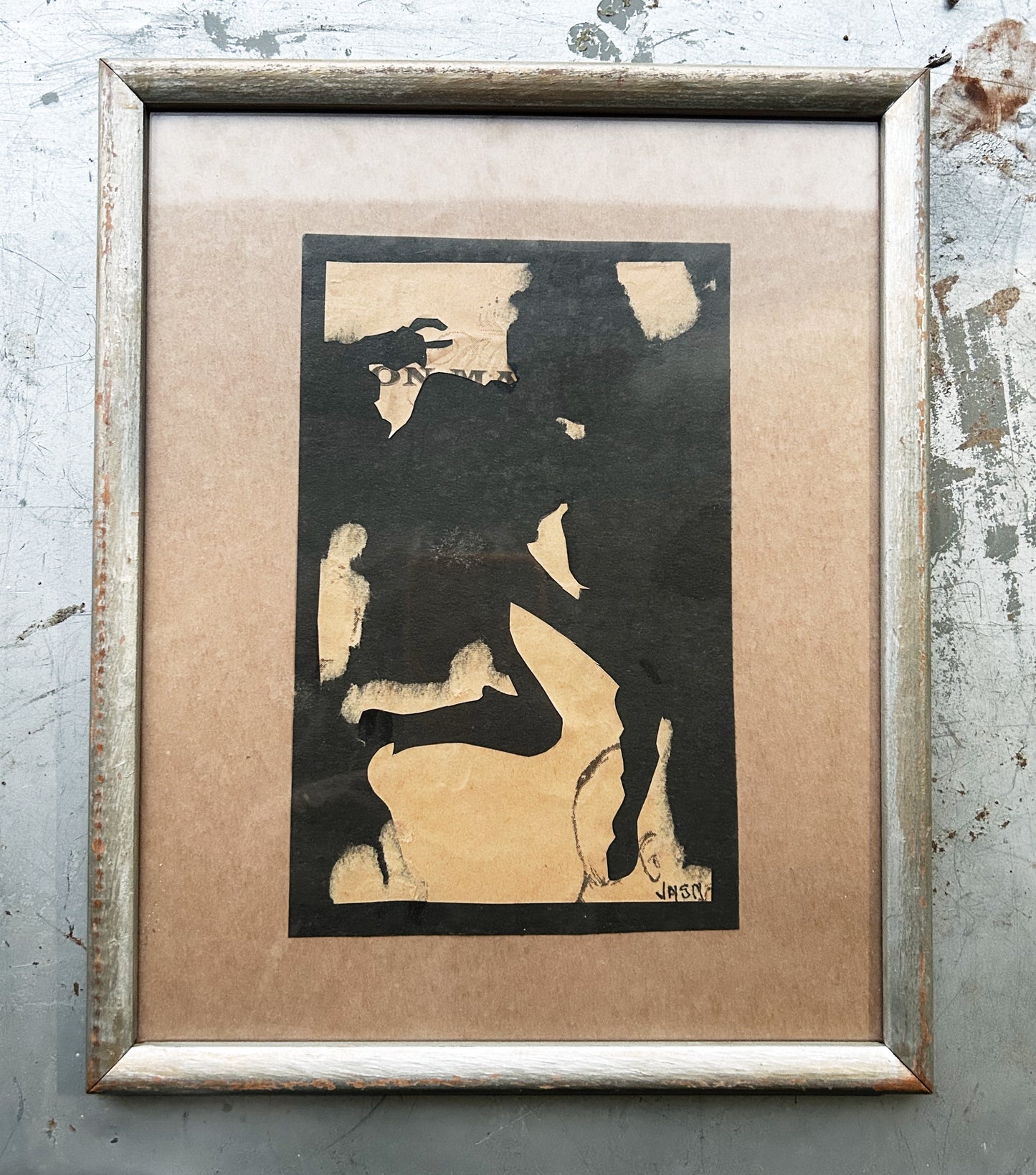 Vintage Framed Abstract India Ink