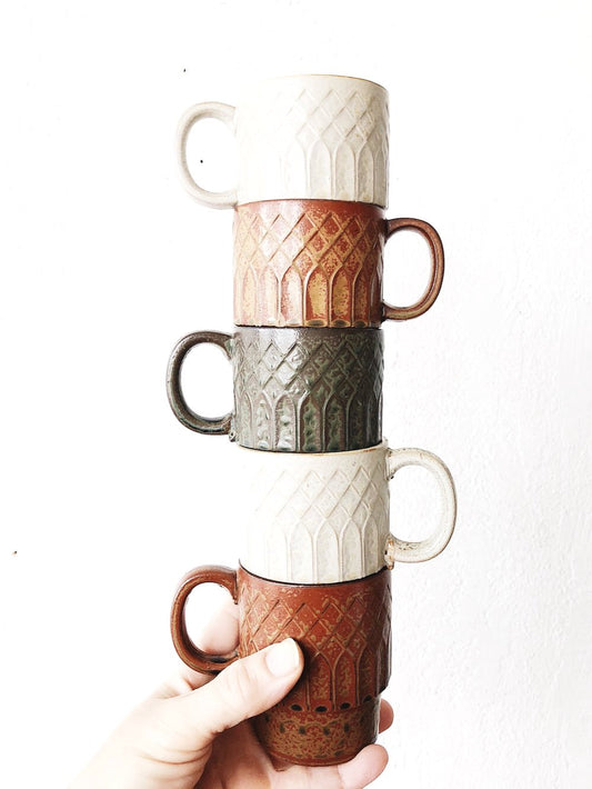 Mid Century Stacking Ceramic Mugs