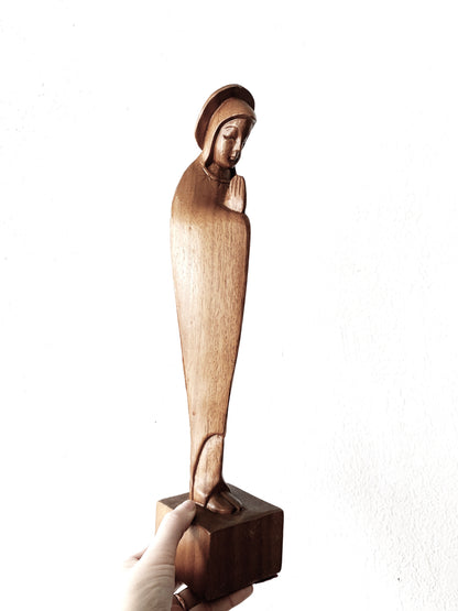 Large Mid Century Carved Wood Mary Magdalene