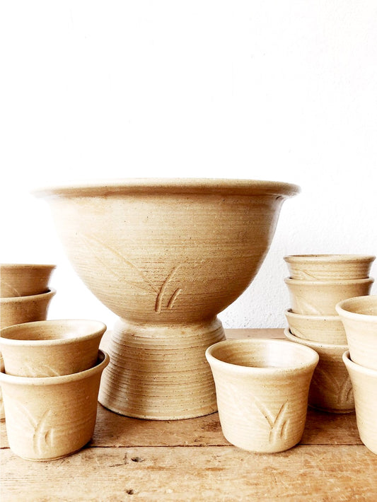 Vintage Ceramic Punch Bowl and Cups