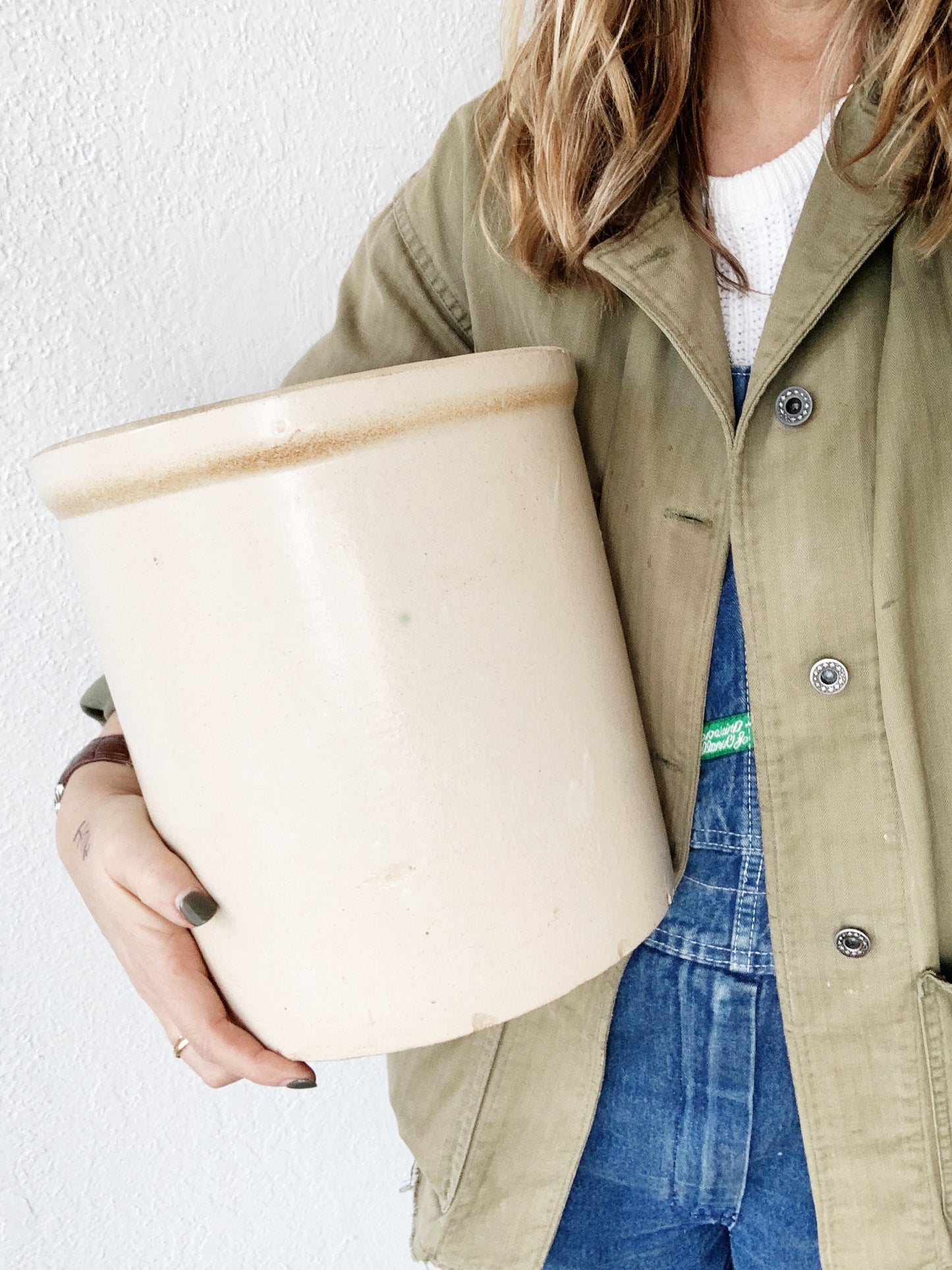 Vintage Salt Glaze Stoneware Crock Large