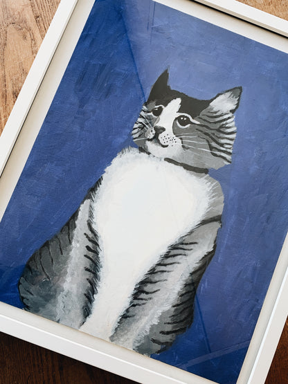 Framed Kitty Painting