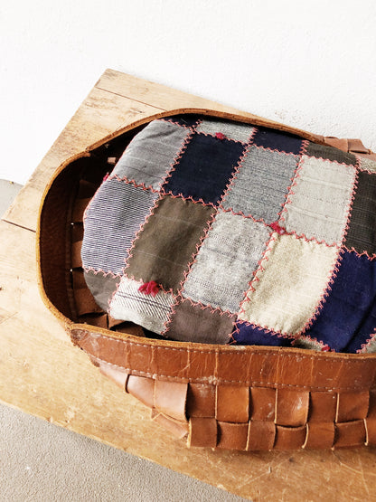 XL Vintage Woven Leather Basket