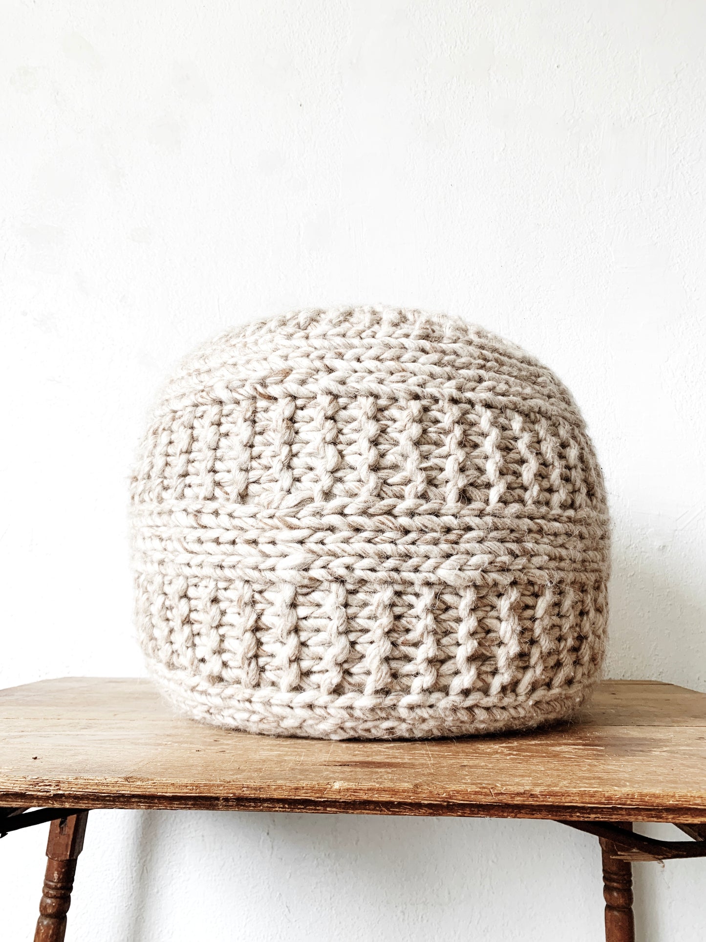 Handknit Wool Pouf