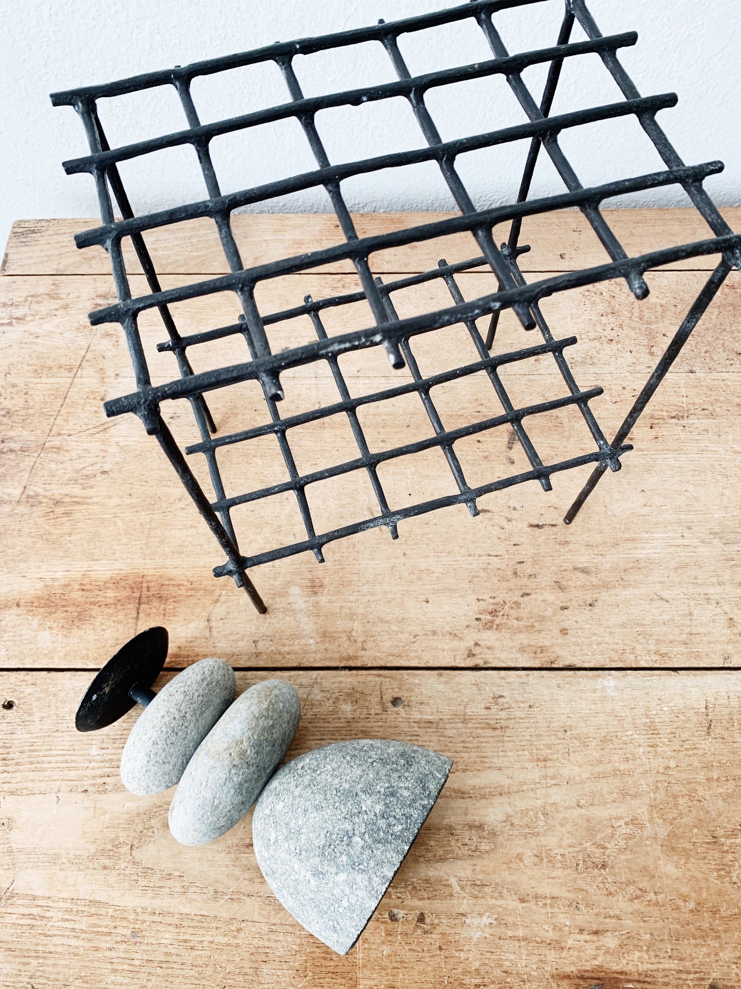 Brutalist Style Iron Grid Shelf